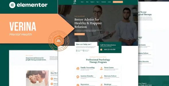 Verina – Mental Health Elementor Template Kit