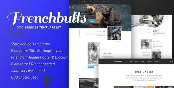 Frenchbulls – Dog Breeder Elementor Template Kit